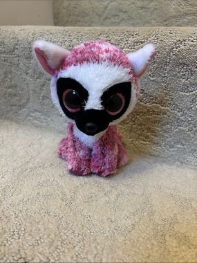 Pink/White Plush Wide-Eyed Fox Stuffed Animal